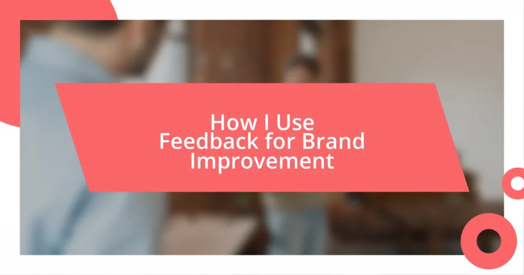 How I Use Feedback for Brand Improvement